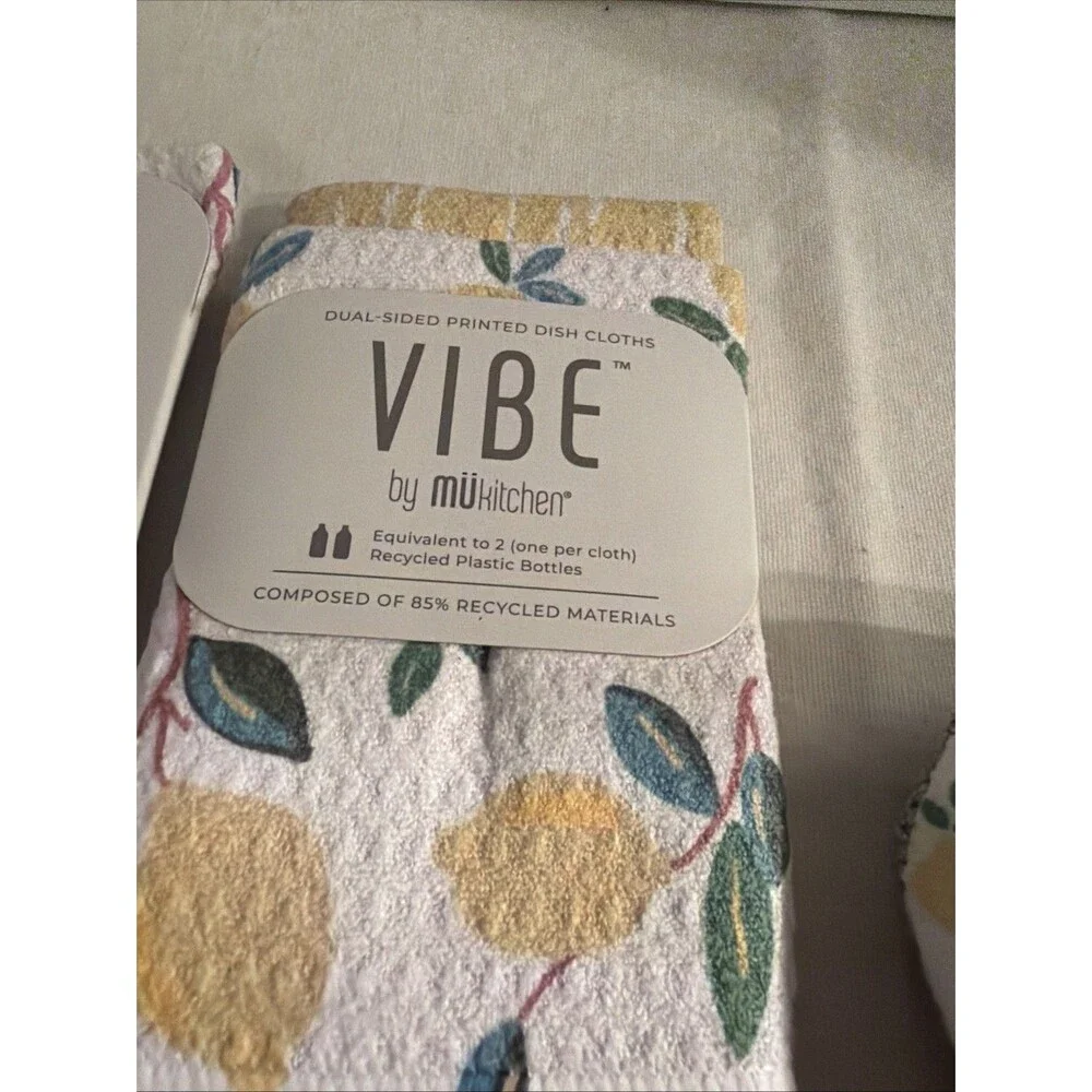Vibe By  Mukitchen Apron Tea Towel & Dis Cloths Recycled Materials New Lemons